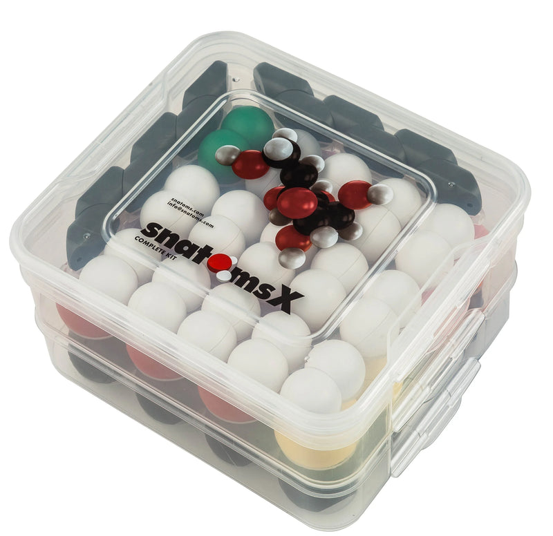 Clear box of magnetic molecular models, perfect chemistry models for schools or the perfect gift